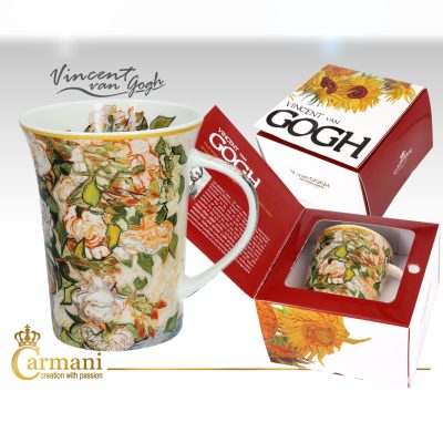 830-8114 Mug - Vincent van Gogh - Roses, κουπα του Βαν γκοχ με λουλουδια πορσελάνινη κούπα, πορσελάνι, δωρα τεχνης στην αθηνα