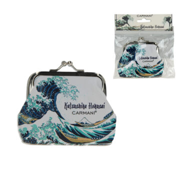 021-3950 Little wallet - Hatsushika Kokusai, wave (CARMANI) πορτοφολι με κλατς μικρο ιδανικο για δωρο, δωρα τεχνης αθηνα