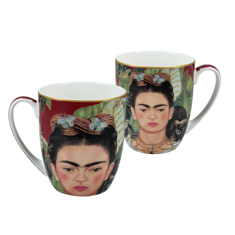 836-0001 Camio mug - F. Kahlo, self -portrait with a thorns necklace and Kolibr (Carmani), κουπα φριντα καλο 380μλ συλλεκτικη κουπα, δωρο τεχνης, αγορα μοσχάτου, δωρα τεχνης αθήνα