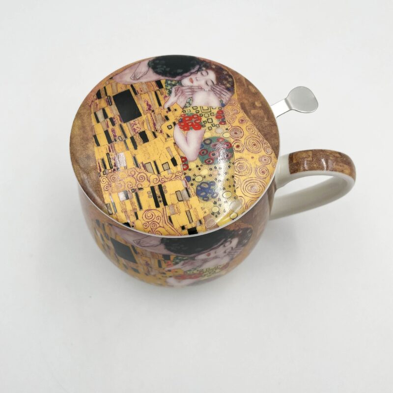 Κούπα με φίλτρο και καπάκι - The Kiss, Gustav Klimt, συσκευασία δώρου, εικαστικά δώρα, δώρα τέχνης, δώρα τέχνης, χρήσιμα δώρα , φλιτζάνι με κούπα πορσελάνι , δωρα μοσχάτο, γκαλερί Αθήνα