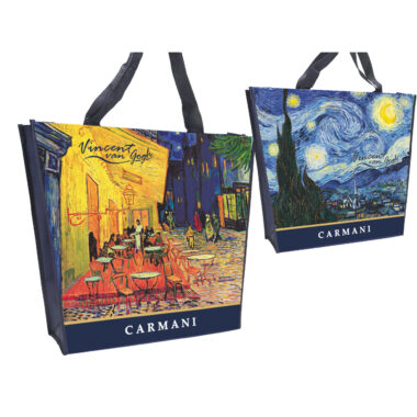 Shoulder bag - Vincent van Gogh, Café Terrace & Starry Night (CARMANI), tsanta omou me pinaka zografikis tou mucha idaniki gia super market kai alles xriseis gia oli tin hmera oikonomiki tsanta gia olh mera