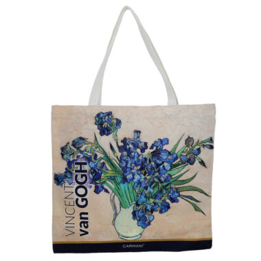 υφασματινη τσάντα ώμου με της ιριδες του Βαν γκογκ, τσαντα καραβόπανο, cloth bag, tote bag vincent van gogh irises, gift ideas, δωρα, μοσχάτο, χρησιμα δωρα