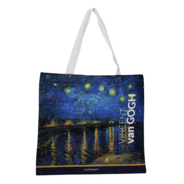υφασματινη τσάντα ώμου με σχέδιο έναστρη νύχτα του Βαν γκογκ, τσαντα καραβόπανο, cloth bag, tote bag vincent van gogh irises, gift ideas, δωρα, μοσχάτο, χρησιμα δωρα, carmani