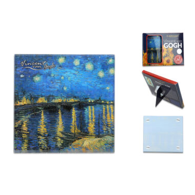 Glass coaster - V. van Gogh, Starry Night Over the Rhone (CARMANI) σουβερ για ποτηρια γυάλινα, δωρα μοσχατο, δωρα τεχνης, δωρα για καλλιτέχνες, εθδη δωρων αθηνα, συσκευασια δωρου