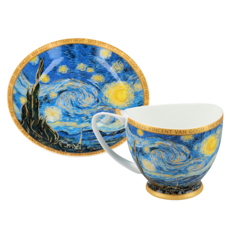 Big Vanessa cup - V. van Gogh, Starry Night , 350ml porcelain, κουπα με πιατακι εναστρη νυχτα πορσελάνη δωρα μοσχατο, δωρα τεχνης, δωρα για καλλιτέχνες, εθδη δωρων αθηνα, συσκευασια δωρου