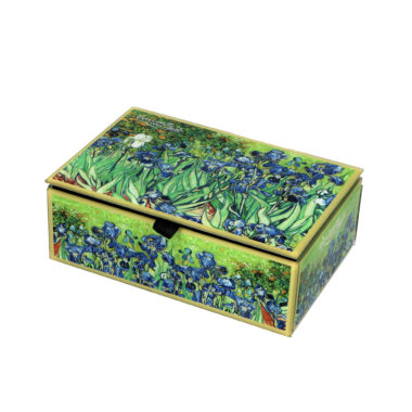 κουτι κοσμημάτων γυάλινο με έργο ζωγραφικής του βαν γκογκ ηλιοτρόπια, με βελούδο εσωτερικά Jewelry glass box - V. van Gogh, sunflowers (Carmani) ομορφο και χρηστικό δώρο, ιδιαίτερο μοναδικό δωρο, μοσχάτο, μπιζουτιέρα για δώρο, ιριδες μπιζουτιερα βαν γκογκ