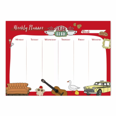 friends, planner, to do, notes, diary, duck, chick, central perk, couch, guitar, turkey, weekly planner