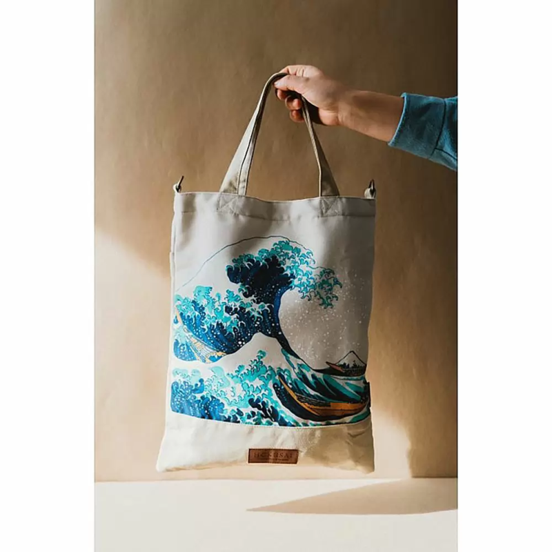 Premium Τσάντα Αγορών Οικολογική JAPANESE ART Hokusai by Kokonote, tote bag me thikes, δωρα μοσχατο ιδιαιτερα δωρα, δωρα για καλλιτέχνες, καλλιτεχνικα δωρα. δωρα τέχνης , τσαντα, δωρο χριστουγέννων, οικολογικο δώρο, οικολογικο ύφασμα, κυματα του χοκουσαι, διπλη τιράντα, συσκευασια