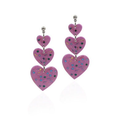 Pink hearts with glitter. Handmade Polymer Clay Earrings made with love and passion. These earrings are super light weight! Perfect gift for her or for yourself! So adorable and unique! Since this is a handmade item, variations are bound to happen! Diesblon Earrings are handmade with polymer clay- this means they have to be handled with care.