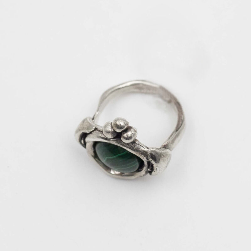 Malachite Melody Ring, silver 925, ασημένιο χειροποίητο δαχτυλιδι ασημένιο 925 με ημιπολύτιμη πέτρα μαλαχίτη