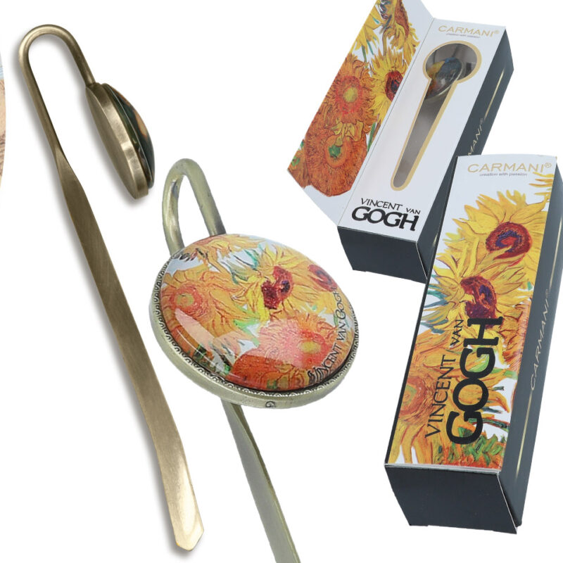 Bookmark - V. van Gogh, Sunflowers (CARMANI) μεταλλικός σελιδοδείκτης με έργο ζωγραφικης τα ηλιοτροπια του Βινσεντ βαν Γκογκ, σελιδοδεικτης με λουλουδια, μοναδικά δωρα, δωρα μοσχάτο, δωρα για καλλιτέχνες