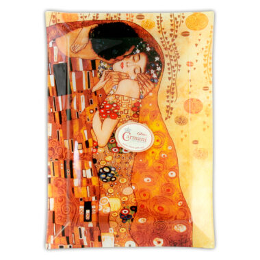 Decorative plate - G. Klimt, The Kiss 28x20cm διακοσμητικη πιατελα με εργο του ζωγραφου Γκουσταβ Κλιμτ, διακοσμητικη πιατέλα με καφε αποχρώσεις,