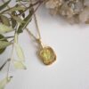 Harmony necklace with brown semi-precious stone, handmade artisan pendant in 24k gold plated brass on stainless steel chain, symbolic circle jewelry, earthy boho gemstone necklace, unique handmade small business accessory by Sunny Designs Κολιέ Harmony με καφέ ημιπολύτιμη πέτρα, χειροποίητο μενταγιόν κύκλου από ορείχαλκο επιχρυσωμένο 24 καράτια σε ατσάλινη αλυσίδα, γήινο boho κόσμημα, χειροποίητο αξεσουάρ από μικρή επιχείρηση Sunny Designs