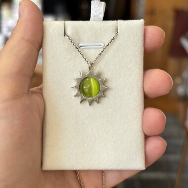 Sun necklace with Green stone | Silver 925 | Sunny Designs