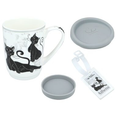 375ml porcelain travel mug from the Crazy Cats collection by Carmani, featuring whimsical cat artwork. This stylish and functional mug is perfect for coffee or tea on the go and makes a delightful gift for cat lovers. travel mug, porcelain mug, 375ml mug, Crazy Cats collection, Carmani mug, cat-themed mug, gift for cat lovers, stylish travel mug, unique gift, home and kitchen, insulated mug, artistic design Κούπα ταξιδιού 375ml από πορσελάνη της συλλογής Crazy Cats της Carmani, με χιουμοριστική τέχνη γάτας. Αυτή η κομψή και λειτουργική κούπα είναι ιδανική για καφέ ή τσάι εν κινήσει και αποτελεί μια χαρούμενη επιλογή δώρου για λάτρεις των γατών. κούπα ταξιδιού, πορσελάνη, κούπα 375ml, συλλογή Crazy Cats, κούπα Carmani, κούπα με θέμα γάτας, δώρο για λάτρεις των γατών, κομψή κούπα ταξιδιού, μοναδικό δώρο, είδη σπιτιού, κούπα με μόνωση, καλλιτεχνικός σχεδιασμός