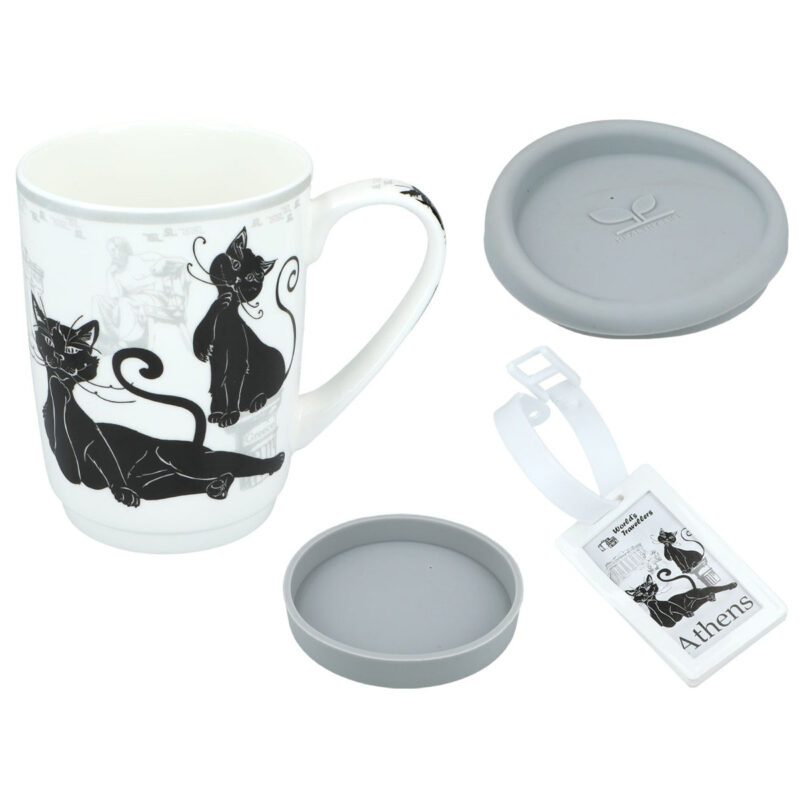 375ml porcelain travel mug from the Crazy Cats collection by Carmani, featuring whimsical cat artwork. This stylish and functional mug is perfect for coffee or tea on the go and makes a delightful gift for cat lovers. travel mug, porcelain mug, 375ml mug, Crazy Cats collection, Carmani mug, cat-themed mug, gift for cat lovers, stylish travel mug, unique gift, home and kitchen, insulated mug, artistic design Κούπα ταξιδιού 375ml από πορσελάνη της συλλογής Crazy Cats της Carmani, με χιουμοριστική τέχνη γάτας. Αυτή η κομψή και λειτουργική κούπα είναι ιδανική για καφέ ή τσάι εν κινήσει και αποτελεί μια χαρούμενη επιλογή δώρου για λάτρεις των γατών. κούπα ταξιδιού, πορσελάνη, κούπα 375ml, συλλογή Crazy Cats, κούπα Carmani, κούπα με θέμα γάτας, δώρο για λάτρεις των γατών, κομψή κούπα ταξιδιού, μοναδικό δώρο, είδη σπιτιού, κούπα με μόνωση, καλλιτεχνικός σχεδιασμός