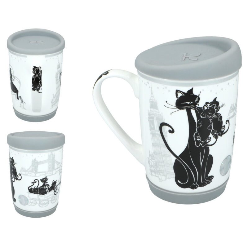 375ml porcelain travel mug from the Crazy Cats collection by Carmani, featuring whimsical cat artwork. This stylish and functional mug is perfect for coffee or tea on the go and makes a delightful gift for cat lovers. travel mug, porcelain mug, 375ml mug, Crazy Cats collection, Carmani mug, cat-themed mug, gift for cat lovers, stylish travel mug, unique gift, home and kitchen, insulated mug, artistic design Κούπα ταξιδιού 375ml από πορσελάνη της συλλογής Crazy Cats της Carmani, με χιουμοριστική τέχνη γάτας. Αυτή η κομψή και λειτουργική κούπα είναι ιδανική για καφέ ή τσάι εν κινήσει και αποτελεί μια χαρούμενη επιλογή δώρου για λάτρεις των γατών. κούπα ταξιδιού, πορσελάνη, κούπα 375ml, συλλογή Crazy Cats, κούπα Carmani, κούπα με θέμα γάτας, δώρο για λάτρεις των γατών, κομψή κούπα ταξιδιού, μοναδικό δώρο, είδη σπιτιού, κούπα με μόνωση, καλλιτεχνικός σχεδιασμός