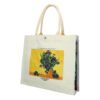 "Linen bag featuring Vincent van Gogh's Irises artwork by Carmani. Vincent van Gogh, Irises, linen bag, art-inspired bag, van Gogh gift, stylish tote, eco-friendly bag, unique design, functional art, gift for art lovers. Τσάντα λινάτσα με έργο του Βίνσεντ βαν Γκογκ, Ίριδες, από την Carmani. Βίνσεντ βαν Γκογκ, Ίριδες, τσάντα λινάτσα, τσάντα εμπνευσμένη από τέχνη, δώρο βαν Γκογκ, στυλάτη τσάντα, οικολογική τσάντα, μοναδικός σχεδιασμός, λειτουργική τέχνη, δώρο για λάτρεις της τέχνης.