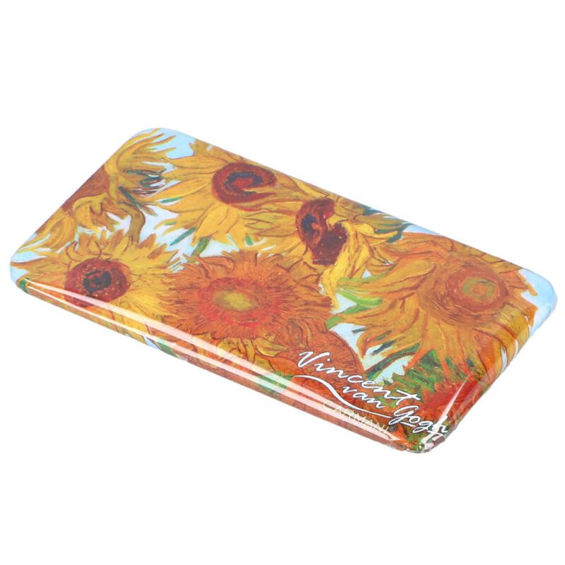 "Rectangular mirror featuring Vincent van Gogh's Sunflowers artwork by Carmani. Vincent van Gogh, Sunflowers, rectangular mirror, art-inspired accessory, van Gogh gift, stylish design, compact mirror, functional art, gift for art lovers. Ορθογώνιος καθρέφτης με έργο του Βίνσεντ βαν Γκογκ, Ηλιάνθοι, από την Carmani. Βίνσεντ βαν Γκογκ, Ηλιάνθοι, ορθογώνιος καθρέφτης, αξεσουάρ εμπνευσμένο από τέχνη, δώρο βαν Γκογκ, στυλάτος σχεδιασμός, συμπαγής καθρέφτης, λειτουργική τέχνη, δώρο για λάτρεις της τέχνης.