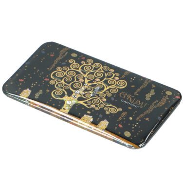 Rectangular mirror featuring Gustav Klimt's Tree of Life artwork by Carmani. Gustav Klimt, Tree of Life, rectangular mirror, art-inspired accessory, Klimt gift, stylish design, compact mirror, functional art, gift for art lovers.