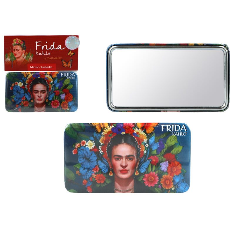 "Rectangular mirror featuring Frida Kahlo's artwork by Carmani. Frida Kahlo, rectangular mirror, art-inspired accessory, Kahlo gift, stylish design, compact mirror, functional art, gift for art lovers." Ορθογώνιος καθρέφτης με έργο της Φρίντα Κάλο από την Carmani. Φρίντα Κάλο, ορθογώνιος καθρέφτης, αξεσουάρ εμπνευσμένο από τέχνη, δώρο Κάλο, στυλάτος σχεδιασμός, συμπαγής καθρέφτης, λειτουργική τέχνη, δώρο για λάτρεις της τέχνης. καθρεπτης τσάντας, καθρεπτάκι, οικονομικό δώρο μοσχάτο