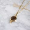 Harmony necklace with brown stone, handmade artisan pendant in 24k gold plated brass on stainless steel chain, symbolic circle jewelry, earthy boho gemstone necklace, unique handmade small business accessory by Sunny Designs Χειροποίητο κολιέ Harmony με καφέ πέτρα, μενταγιόν από επιχρυσωμένο ορείχαλκο και ατσάλινη αλυσίδα, affordable bohemian artisan jewelry, γήινο και πνευματικό κόσμημα Sunny Designs