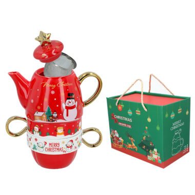 Tea for two set featuring a delightful Christmas theme, including two festive cups and a tea maker pot from Carmani. This beautifully crafted set is perfect for sharing cozy moments during the holiday season, adding a joyful touch to your gatherings. Ideal as a Christmas gift, it comes with gift packaging, making it a thoughtful and affordable choice. Christmas tea set, Carmani tea for two, festive cups and pot, holiday home decor, tea gift, Christmas gift, gift packaging, cheap Christmas gift Σετ 