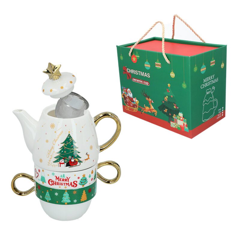 Tea for one set with a charming Christmas theme, including a festive cup and tea maker pot from Carmani. This beautifully designed set is perfect for cozy winter moments and adds a cheerful holiday touch to your home. Ideal as a Christmas gift, it comes with gift packaging, making it a thoughtful and affordable gift. Christmas tea set, Carmani tea for one, festive cup and pot, holiday home decor, tea gift, Christmas gift, gift packaging, cheap Christmas gift Σετ "Tea for One" με χριστουγεννιάτικο θέμα, που περιλαμβάνει μια γιορτινή κούπα και τσαγιέρα από την Carmani. Αυτό το όμορφο σετ είναι ιδανικό για ζεστές στιγμές τον χειμώνα και προσθέτει χαρούμενη χριστουγεννιάτικη πινελιά στο σπίτι σας. Ιδανικό ως χριστουγεννιάτικο δώρο, συνοδεύεται από συσκευασία δώρου, αποτελώντας μια στοχαστική και οικονομική επιλογή. Σετ τσαγιού Χριστουγέννων, Carmani "Tea for One", γιορτινή κούπα και τσαγιέρα, χριστουγεννιάτικη διακόσμηση σπιτιού, δώρο για τσάι, χριστουγεννιάτικο δώρο, συσκευασία δώρου, οικονομικό δώρο Χριστουγέννων