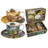 "Set of 2 cups and saucers featuring Vincent van Gogh's Thatched Cottages artwork, 0.25L by Carmani. Vincent van Gogh, Thatched Cottages, set of cups and saucers, 0.25L, Carmani, ceramic cup set, art-inspired tableware, van Gogh gift set, tea cups, coffee cups, home decor, countryside cottages, rustic set, gift for art lovers. Σετ 2 φλιτζανιών και πιάτων με έργο του Βίνσεντ βαν Γκογκ, Αχυρένια σπίτια, 0.25L από την Carmani. Βίνσεντ βαν Γκογκ, Αχυρένια σπίτια, σετ φλιτζάνια και πιατάκια, 0.25L, Carmani, κεραμικό σετ φλιτζανιών, επιτραπέζια σκεύη εμπνευσμένα από τέχνη, σετ δώρου βαν Γκογκ, φλιτζάνια τσαγιού, φλιτζάνια καφέ, διακόσμηση σπιτιού, εξοχικά σπίτια, ρουστίκ σετ, δώρο για λάτρεις της τέχνης.