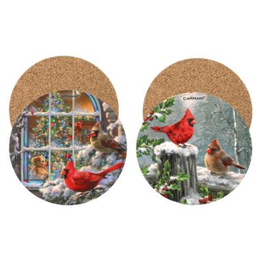 Set of 2 cork coasters with festive Christmas designs by Carmani. These beautifully crafted coasters add a festive touch to your table while protecting surfaces from heat and moisture. Perfect as a small Christmas gift, they come with gift packaging, making them a cheap Christmas gift for the holiday season. Christmas coasters, Carmani coasters, holiday decor, festive coasters, protective table accessories, kitchen gifts, gift packaging, cheap Christmas gift Σέτ από 2 σουβέρ από φελλό με γιορτινά σχέδια Χριστουγέννων από την Carmani. Αυτά τα όμορφα σχεδιασμένα σουβέρ προσθέτουν μια εορταστική πινελιά στο τραπέζι σας, προστατεύοντας τις επιφάνειες από τη θερμότητα και την υγρασία. Ιδανικά ως μικρό χριστουγεννιάτικο δώρο, συνοδεύονται από συσκευασία δώρου, κάνοντάς τα οικονομικό δώρο για τα Χριστούγεννα. Σουβέρ Χριστουγέννων, σουβέρ Carmani, χριστουγεννιάτικη διακόσμηση, εορταστικά σουβέρ, προστατευτικά αξεσουάρ τραπεζιού, δώρα κουζίνας, συσκευασία δώρου, οικονομικό δώρο Χριστουγέννων