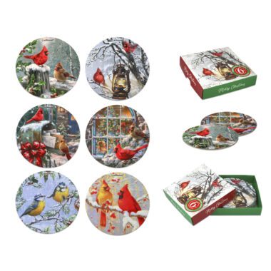 Set of 6 cork coasters featuring charming Christmas bird designs by Carmani. These festive coasters add a touch of holiday cheer while protecting your surfaces from heat and moisture. Perfect as a thoughtful Christmas gift, they come with gift packaging, making them a cheap Christmas gift for the season. Christmas bird coasters, Carmani coasters, holiday decor, festive home accessories, protective tableware, kitchen gifts, gift packaging, cheap Christmas gift Σέτ από 6 σουβέρ από φελλό με χαριτωμένα σχέδια χριστουγεννιάτικων πουλιών από την Carmani. Αυτά τα εορταστικά σουβέρ προσθέτουν γιορτινή διάθεση και προστατεύουν τις επιφάνειές σας από τη θερμότητα και την υγρασία. Ιδανικά ως ένα στοχαστικό χριστουγεννιάτικο δώρο, συνοδεύονται από συσκευασία δώρου, αποτελώντας μια οικονομική επιλογή δώρου για τα Χριστούγεννα. Σουβέρ Χριστουγέννων με πουλιά, σουβέρ Carmani, χριστουγεννιάτικη διακόσμηση, γιορτινά αξεσουάρ σπιτιού, προστατευτικά επιτραπέζια, δώρα κουζίνας, συσκευασία δώρου, οικονομικό δώρο Χριστουγέννων