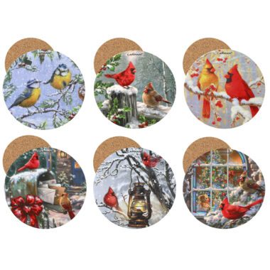 Set of 6 cork coasters featuring charming Christmas bird designs by Carmani. These festive coasters add a touch of holiday cheer while protecting your surfaces from heat and moisture. Perfect as a thoughtful Christmas gift, they come with gift packaging, making them a cheap Christmas gift for the season. Christmas bird coasters, Carmani coasters, holiday decor, festive home accessories, protective tableware, kitchen gifts, gift packaging, cheap Christmas gift Σέτ από 6 σουβέρ από φελλό με χαριτωμένα σχέδια χριστουγεννιάτικων πουλιών από την Carmani. Αυτά τα εορταστικά σουβέρ προσθέτουν γιορτινή διάθεση και προστατεύουν τις επιφάνειές σας από τη θερμότητα και την υγρασία. Ιδανικά ως ένα στοχαστικό χριστουγεννιάτικο δώρο, συνοδεύονται από συσκευασία δώρου, αποτελώντας μια οικονομική επιλογή δώρου για τα Χριστούγεννα. Σουβέρ Χριστουγέννων με πουλιά, σουβέρ Carmani, χριστουγεννιάτικη διακόσμηση, γιορτινά αξεσουάρ σπιτιού, προστατευτικά επιτραπέζια, δώρα κουζίνας, συσκευασία δώρου, οικονομικό δώρο Χριστουγέννων