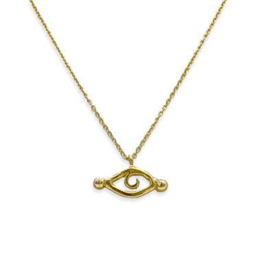 Handmade 24k gold-plated brass InnSaei necklace featuring a striking eye design. A symbolic and elegant piece, perfect for women and a meaningful gift from Sunny Designs. eye necklace, InnSaei necklace, gold-plated brass jewelry, 24k gold-plated necklace, handmade necklace, women’s jewelry, unique gift, stylish necklace, symbolic jewelry Χειροποίητο κολιέ InnSaei από επιχρυσωμένο ορείχαλκο 24 καρατίων με εντυπωσιακό σχέδιο ματιού. Ένα συμβολικό και κομψό κόσμημα, ιδανικό για γυναίκες και ένα ιδιαίτερο δώρο από τη Sunny Designs. κολιέ μάτι, κολιέ InnSaei, κόσμημα από επιχρυσωμένο ορείχαλκο, κολιέ επιχρυσωμένο 24 καρατίων, χειροποίητο κολιέ, γυναικείο κόσμημα, μοναδικό δώρο, κομψό κολιέ, συμβολικό κόσμημα