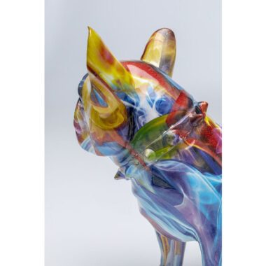 decorative French bulldog figure, tabletop figure 22 cm, colorful figure in polyresin, modern decor, abstract patterns, vibrant colors, bulldog decor for home, gift for dog lovers, lively tabletop decoration, dog figure, Colorful decorative French bulldog figure 22 cm made of durable polyresin, with vibrant colors and abstract patterns to bring a lively touch to your space.