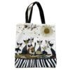 Suede fabric zippered tote bag featuring a charming cats design. A soft and practical accessory for everyday use. cat tote bag, artistic cats bag, suede zippered tote bag, stylish tote for daily use, unique art gifts, Christmas gifts for cat lovers, reusable shopping bag, elegant fabric tote, artistic accessory for women and men, charming cats-inspired tote bag.