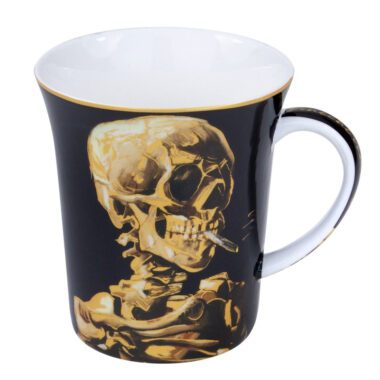 mug, Van Gogh mug, Skull with burning cigarette mug, art-inspired mug, decorative gift box mug, elegant coffee mug, Vincent van Gogh gift, This elegant 420ml mug, inspired by Vincent van Gogh's "Skull with Burning Cigarette," is beautifully packaged in a decorative gift box, perfect for coffee and art enthusiasts. Greek: κούπα, κούπα Van Gogh, κούπα Skull with burning cigarette, κούπα τσαγιού εμπνευσμένη από την τέχνη, διακοσμητική συσκευασία δώρου, κομψή κούπα καφέ, δώρο Vincent van Gogh, Αυτή η κομψή κούπα των 420ml, εμπνευσμένη από το έργο "Skull with Burning Cigarette" του Vincent van Gogh, είναι όμορφα συσκευασμένη σε διακοσμητική συσκευασία δώρου, ιδανική για λάτρεις του καφέ και της τέχνης.