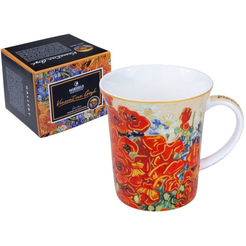 mug, Van Gogh mug, Poppies mug, art-inspired mug, decorative gift box mug, elegant coffee mug, Vincent van Gogh gift, This elegant 420ml mug, inspired by Vincent van Gogh's "Poppies," is beautifully packaged in a decorative gift box, perfect for coffee and art enthusiasts. Greek: κούπα, κούπα Van Gogh, κούπα Poppies, κούπα τσαγιού εμπνευσμένη από την τέχνη, διακοσμητική συσκευασία δώρου, κομψή κούπα καφέ, δώρο Vincent van Gogh, Αυτή η κομψή κούπα των 420ml, εμπνευσμένη από το έργο "Poppies" του Vincent van Gogh, είναι όμορφα συσκευασμένη σε διακοσμητική συσκευασία δώρου, ιδανική για λάτρεις του καφέ και της τέχνης.