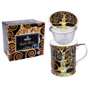 mug with tea brewer, Klimt tea mug, Tree of Life tea mug, art-inspired tea mug, decorative gift box mug, elegant tea mug, Gustav Klimt gift, This elegant 400ml mug with tea brewer, inspired by Gustav Klimt's "Tree of Life," is beautifully packaged in a decorative gift box, perfect for tea and art enthusiasts. Greek: κούπα με φίλτρο τσαγιού, κούπα Klimt, κούπα Tree of Life με φίλτρο, κούπα τσαγιού εμπνευσμένη από την τέχνη, διακοσμητική συσκευασία δώρου, κομψή κούπα τσαγιού, δώρο Gustav Klimt, Αυτή η κομψή κούπα των 400ml με φίλτρο τσαγιού, εμπνευσμένη από το έργο "Tree of Life" του Gustav Klimt, είναι όμορφα συσκευασμένη σε διακοσμητική συσκευασία δώρου, ιδανική για λάτρεις του τσαγιού και της τέχνης.