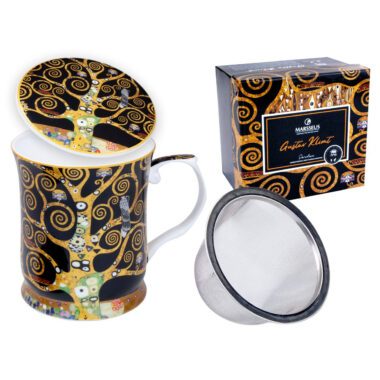 mug with tea brewer, Klimt tea mug, Tree of Life tea mug, art-inspired tea mug, decorative gift box mug, elegant tea mug, Gustav Klimt gift, This elegant 400ml mug with tea brewer, inspired by Gustav Klimt's "Tree of Life," is beautifully packaged in a decorative gift box, perfect for tea and art enthusiasts. Greek: κούπα με φίλτρο τσαγιού, κούπα Klimt, κούπα Tree of Life με φίλτρο, κούπα τσαγιού εμπνευσμένη από την τέχνη, διακοσμητική συσκευασία δώρου, κομψή κούπα τσαγιού, δώρο Gustav Klimt, Αυτή η κομψή κούπα των 400ml με φίλτρο τσαγιού, εμπνευσμένη από το έργο "Tree of Life" του Gustav Klimt, είναι όμορφα συσκευασμένη σε διακοσμητική συσκευασία δώρου, ιδανική για λάτρεις του τσαγιού και της τέχνης.