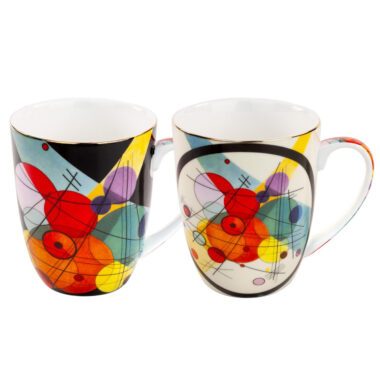 Set of 2 large mugs, Kandinsky mugs, abstract art mugs, elegant mugs, Wassily Kandinsky gift, decorative gift box, This set of two elegant large mugs, inspired by the abstract artworks of the great painter Wassily Kandinsky, is packaged in a decorative gift box. Capacity 400 ml. Greek: σετ 2 μεγάλες κούπες, κούπες Kandinsky, κούπες αφηρημένης τέχνης, κομψές κούπες, δώρο Wassily Kandinsky, διακοσμητική συσκευασία δώρου, Αυτό το σετ από δύο κομψές μεγάλες κούπες, εμπνευσμένο από τα αφηρημένα έργα του μεγάλου ζωγράφου Wassily Kandinsky, είναι συσκευασμένο σε διακοσμητική συσκευασία δώρου. Χωρητικότητα 400 ml.