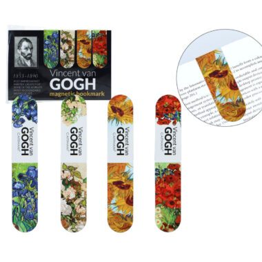 Set of 4 magnetic bookmarks inspired by the artwork of Vincent van Gogh, created by Carmani. Featuring iconic designs like 