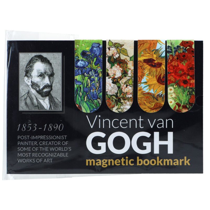 Set of 4 magnetic bookmarks inspired by the artwork of Vincent van Gogh, created by Carmani. Featuring iconic designs like "Starry Night" and "Sunflowers," these bookmarks bring the beauty of art into your reading experience. Safe for all pages, with a magnetic grip for easy use without damaging the book. Ideal for art and book enthusiasts. set of magnetic bookmarks, Vincent van Gogh bookmarks, Carmani bookmarks, art-inspired bookmarks, Starry Night, Sunflowers, stylish bookmarks, reading accessories, safe bookmarks, gift for art lovers, gift for book lovers.Σετ 4 μαγνητικών σελιδοδεικτών εμπνευσμένων από τα έργα του Vincent van Gogh από την Carmani. Με εμβληματικά σχέδια όπως "Έναστρη Νύχτα" και "Ηλιοτρόπια," αυτοί οι σελιδοδείκτες φέρνουν την ομορφιά της τέχνης στην εμπειρία της ανάγνωσης. Ασφαλείς για όλες τις σελίδες, με μαγνητική λαβή που εξασφαλίζει εύκολη χρήση χωρίς να προκαλεί φθορά. Ιδανικό για λάτρεις της τέχνης και της ανάγνωσης. σετ μαγνητικοί σελιδοδείκτες, σελιδοδείκτες Vincent van Gogh, μαγνητικοί σελιδοδείκτες Carmani, σελιδοδείκτες τέχνης, Έναστρη Νύχτα, Ηλιοτρόπια, κομψοί σελιδοδείκτες, αξεσουάρ ανάγνωσης, ασφαλείς σελιδοδείκτες, δώρο για λάτρεις της τέχνης, δώρο για βιβλιόφιλους.