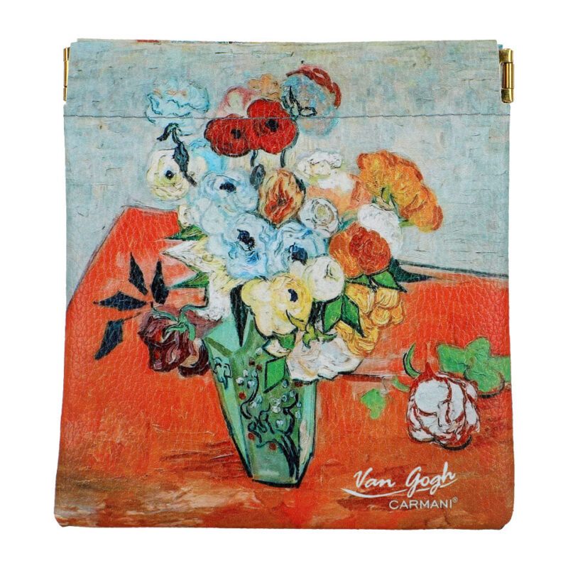 Elegant jewelry pouch/organizer featuring V. van Gogh's "Roses and Anemones" design by Carmani. Compact and practical, measuring 12x12.5 cm, it's ideal for storing jewelry and small items in your bag. A perfect accessory for travel or daily use and a thoughtful gift for art enthusiasts. jewelry pouch, Roses and Anemones organizer, van Gogh pouch, Carmani bag, small storage bag, travel accessory, compact jewelry bag, art-inspired organizer, stylish pouch, decorative organizer, gift for art lovers, elegant storage solution.Κομψό πουγκί/οργανωτής κοσμημάτων με σχέδιο "Τριαντάφυλλα και Ανεμώνες" του Β. Βαν Γκογκ από την Carmani. Συμπαγές και πρακτικό, με διαστάσεις 12x12.5 εκ., ιδανικό για αποθήκευση κοσμημάτων και μικρών αντικειμένων μέσα στην τσάντα σας. Τέλειο αξεσουάρ για ταξίδια ή καθημερινή χρήση και μια προσεγμένη επιλογή δώρου για τους λάτρεις της τέχνης. πουγκί κοσμημάτων, οργανωτής "Τριαντάφυλλα και Ανεμώνες", πουγκί Βαν Γκογκ, Carmani τσάντα, μικρή αποθηκευτική τσάντα, αξεσουάρ ταξιδιού, συμπαγής τσάντα κοσμημάτων, οργανωτής εμπνευσμένος από την τέχνη, κομψό πουγκί, διακοσμητικός οργανωτής, δώρο για λάτρεις της τέχνης, κομψή αποθήκευση.