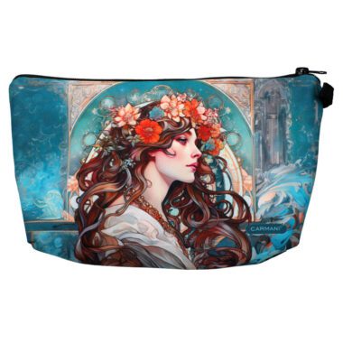 Elegant cosmetic bag inspired by the artwork of Alphonse Mucha, designed by Carmani. This beautifully decorated bag features intricate patterns and is secured with a zipper, making it a must-have accessory for every woman. The rich designs ensure that every woman will find a unique piece that suits her style. A perfect blend of practicality and art. cosmetic bag, Mucha-inspired bag, elegant cosmetic case, zipper pouch, artistic design, practical accessory, gift for women, decorative bag, art-inspired bag, stylish storage, travel cosmetic bag, luxury pouch. Κομψό νεσεσέρ εμπνευσμένο από τα έργα του Αλφόνς Μουχά, σχεδιασμένο από την Carmani. Αυτό το όμορφα διακοσμημένο νεσεσέρ διαθέτει περίπλοκα σχέδια και κλείνει με φερμουάρ, κάνοντάς το απαραίτητο αξεσουάρ για κάθε γυναίκα. Τα πλούσια σχέδια διασφαλίζουν ότι κάθε γυναίκα θα βρει ένα μοναδικό κομμάτι που ταιριάζει στο στυλ της. Ιδανικός συνδυασμός πρακτικότητας και τέχνης. νεσεσέρ, τσάντα εμπνευσμένη από τον Μουχά, κομψό νεσεσέρ, τσάντα με φερμουάρ, καλλιτεχνικός σχεδιασμός, πρακτικό αξεσουάρ, δώρο για γυναίκες, διακοσμητική τσάντα, τσάντα εμπνευσμένη από την τέχνη, κομψή αποθήκευση, αξεσουάρ ταξιδιού, πολυτελές πουγκί.