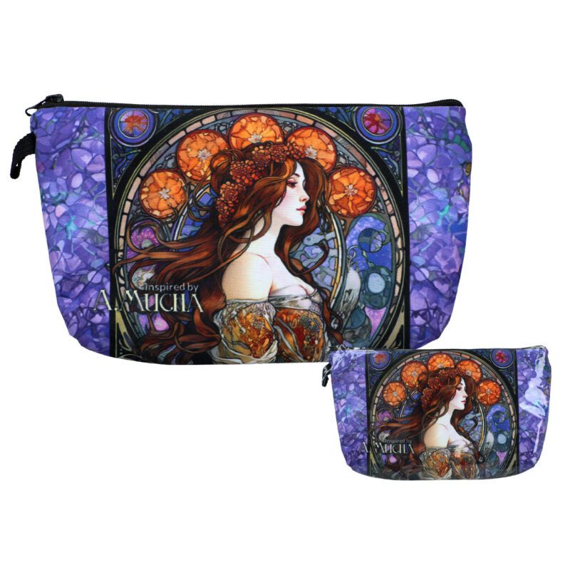 Cosmetic bag - Inspired by the artwork of A. Mucha (CARMANI) A must-have for every woman – this beautifully decorated cosmetic bag with a zipper closure is perfect for keeping your essentials organized. The intricate patterns inspired by the works of A. Mucha make it a unique and stylish accessory for any occasion. Elegant cosmetic bag inspired by A. Mucha’s artwork, zipper closure, decorative cosmetic bag, women’s accessory, organizer, art-inspired design, stylish cosmetic pouch, travel-friendly bag, makeup organizer, gift for women, art lovers gift. Τσάντα καλλυντικών - Εμπνευσμένη από τα έργα του A. Mucha (CARMANI) Ένα απαραίτητο αξεσουάρ για κάθε γυναίκα – αυτή η πανέμορφα διακοσμημένη τσάντα καλλυντικών με φερμουάρ είναι ιδανική για να κρατάτε τα απαραίτητα οργανωμένα. Τα περίπλοκα σχέδια εμπνευσμένα από τα έργα του A. Mucha την καθιστούν ένα μοναδικό και στυλάτο αξεσουάρ για κάθε περίσταση.Κομψή τσάντα καλλυντικών εμπνευσμένη από τα έργα του A. Mucha, φερμουάρ, διακοσμητική τσάντα καλλυντικών, αξεσουάρ για γυναίκες, οργάνωση, σχέδιο εμπνευσμένο από την τέχνη, στυλάτη τσάντα καλλυντικών, τσάντα για ταξίδια, οργάνωση μακιγιάζ, δώρο για γυναίκες, δώρο για λάτρεις της τέχνης.