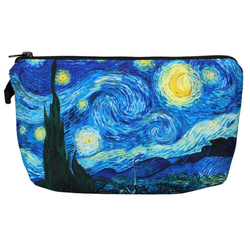 Cosmetic bag - Starry Night by Vincent van Gogh (CARMANI), beautifully decorated and zippered, perfect for women who appreciate art. A stylish and practical accessory for storing cosmetics and small essentials. Starry Night cosmetic bag, van Gogh makeup bag, artistic cosmetic pouch, Carmani accessories, elegant cosmetic case, painting-inspired bag, women’s gift, travel organizer, beauty essentials bag, art-themed pouch. Καλλυντική τσάντα - Έναστρη Νύχτα του Vincent van Gogh (CARMANI), όμορφα διακοσμημένη και με φερμουάρ, ιδανική για γυναίκες που αγαπούν την τέχνη. Ένα κομψό και πρακτικό αξεσουάρ για αποθήκευση καλλυντικών και μικροαντικειμένων. Καλλυντική τσάντα Έναστρη Νύχτα, νεσεσέρ van Gogh, καλλυντική τσάντα Carmani, καλλυντικό νεσεσέρ εμπνευσμένο από την τέχνη, κομψή καλλυντική θήκη, δώρο για γυναίκες, οργανωτής ταξιδίου, θήκη για προϊόντα ομορφιάς, καλλυντικό αξεσουάρ με θέμα την τέχνη.