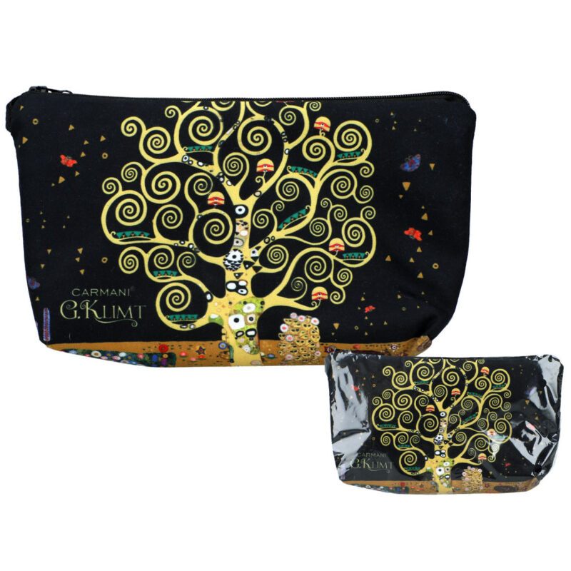 Elegant cosmetic bag featuring G. Klimt's Tree of Life (CARMANI). This beautifully designed bag is perfect for organizing your cosmetics. It is durable, easy to clean, and features a secure zipper closure. A must-have for art and design lovers who appreciate both style and practicality. Τσάντα καλλυντικών, καλλυντική τσάντα, G. Klimt, Δέντρο της Ζωής, οργανωτής καλλυντικών, γυναικεία τσάντα, πρωτότυπο δώρο, μοναδικό δώρο, καλλυντική τσάντα για ταξίδια, τέχνη και μόδα.Elegant cosmetic bag featuring G. Klimt's Tree of Life (CARMANI). This beautifully designed bag is perfect for organizing your cosmetics. It is durable, easy to clean, and features a secure zipper closure. A must-have for art and design lovers who appreciate both style and practicality. Τσάντα καλλυντικών, καλλυντική τσάντα, G. Klimt, Δέντρο της Ζωής, οργανωτής καλλυντικών, γυναικεία τσάντα, πρωτότυπο δώρο, μοναδικό δώρο, καλλυντική τσάντα για ταξίδια, τέχνη και μόδα. Cosmetic bag, G. Klimt, Tree of Life, art-inspired bag, practical gift, travel cosmetic bag, art and fashion accessory, elegant design, unique gift, organizer bag, women’s essentials