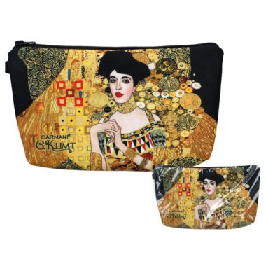 Elegant cosmetic bag featuring G. Klimt's 