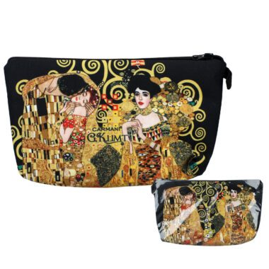 Stylish beautician cosmetic bag featuring G. Klimt's 