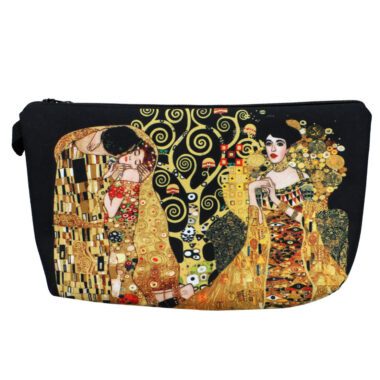 Stylish beautician cosmetic bag featuring G. Klimt's 